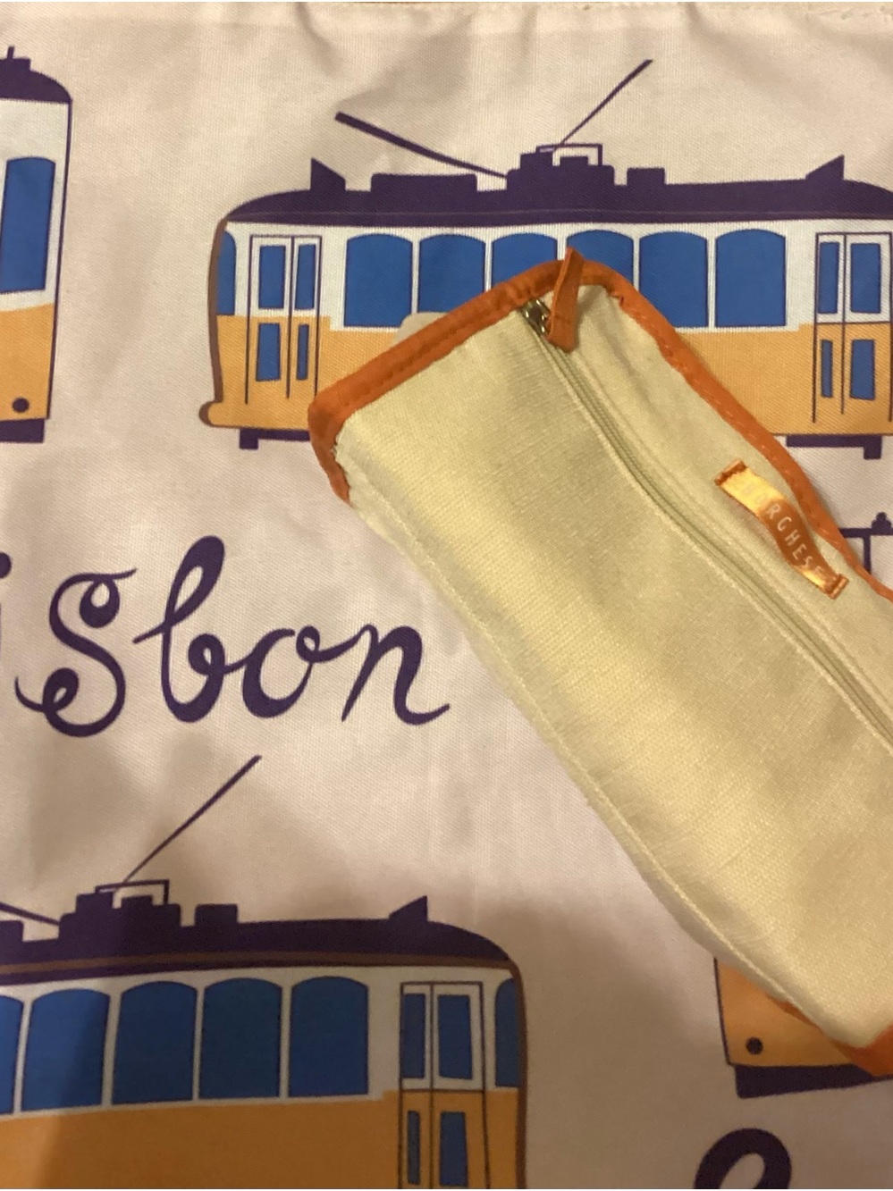 Borghese cosmetic case w/Exfoliating Gloves, BurtsBalm & Chicken in Lisbon tote - Picture 8 of 8